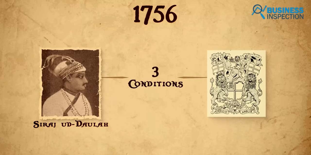  Sirajuddaula became the Nawab of the Murshidabad and gave three conditions to the company to conduct trade and commerce in Bengal, 